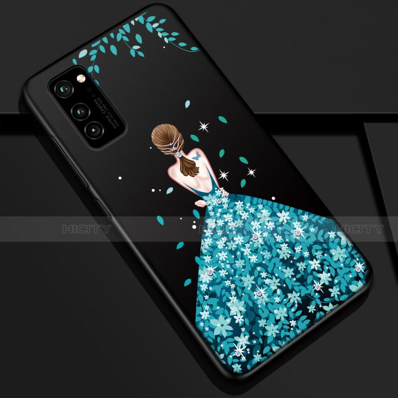 Handyhülle Silikon Hülle Gummi Schutzhülle Flexible Motiv Kleid Mädchen S01 für Huawei Honor V30 Pro 5G