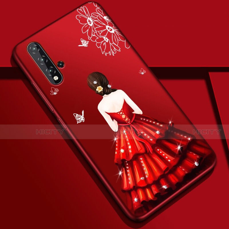 Handyhülle Silikon Hülle Gummi Schutzhülle Flexible Motiv Kleid Mädchen S01 für Huawei Nova 5