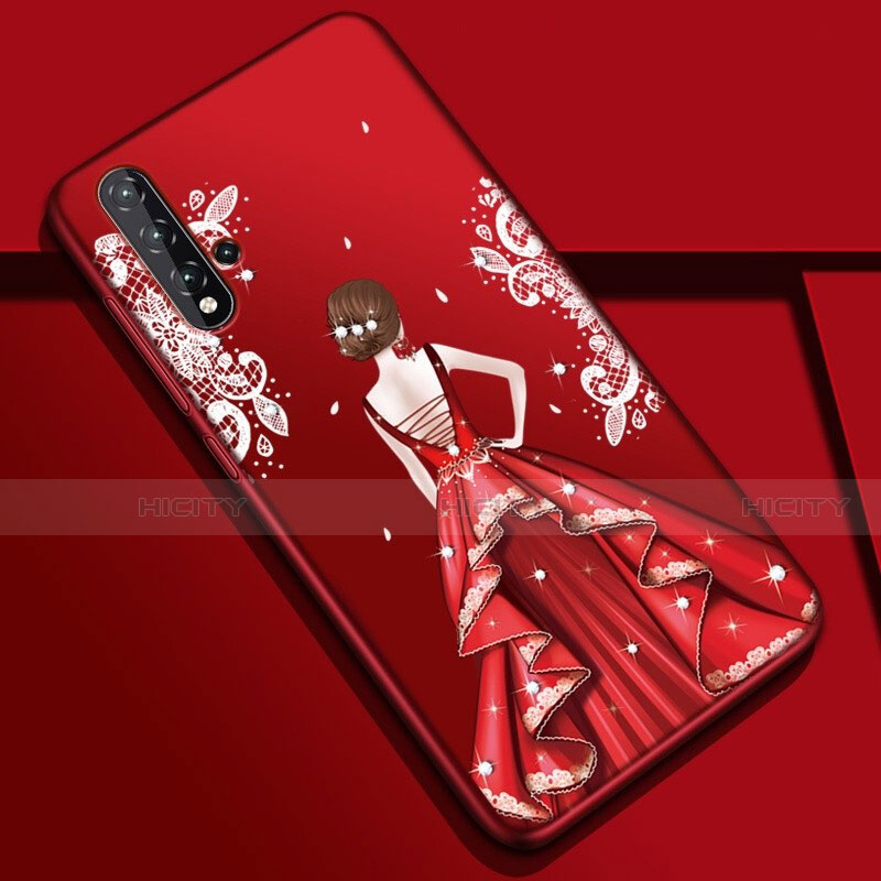 Handyhülle Silikon Hülle Gummi Schutzhülle Flexible Motiv Kleid Mädchen S01 für Huawei Nova 5