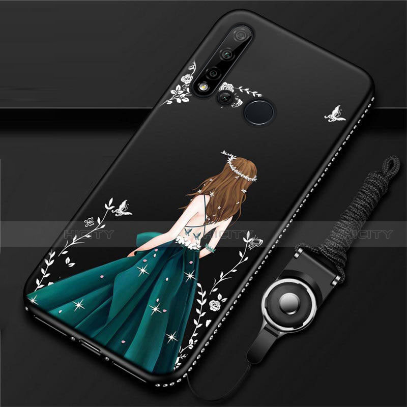 Handyhülle Silikon Hülle Gummi Schutzhülle Flexible Motiv Kleid Mädchen S01 für Huawei Nova 5i Grün