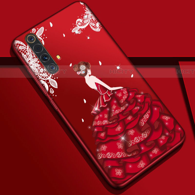 Handyhülle Silikon Hülle Gummi Schutzhülle Flexible Motiv Kleid Mädchen S01 für Realme X50 5G groß