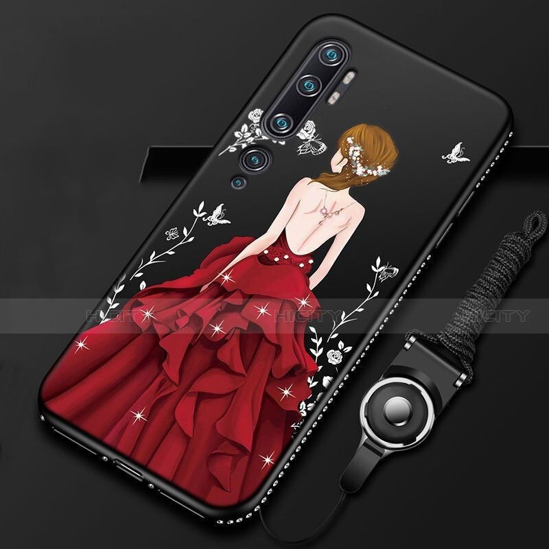 Handyhülle Silikon Hülle Gummi Schutzhülle Flexible Motiv Kleid Mädchen S01 für Xiaomi Mi Note 10