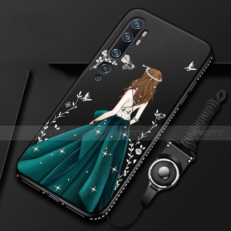 Handyhülle Silikon Hülle Gummi Schutzhülle Flexible Motiv Kleid Mädchen S01 für Xiaomi Mi Note 10