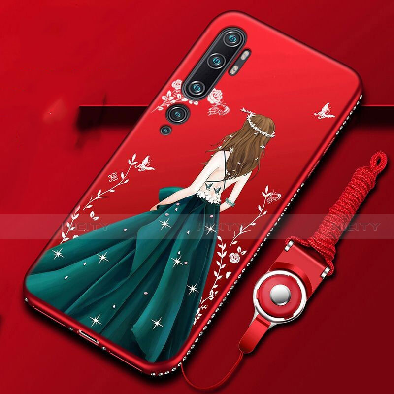 Handyhülle Silikon Hülle Gummi Schutzhülle Flexible Motiv Kleid Mädchen S01 für Xiaomi Mi Note 10