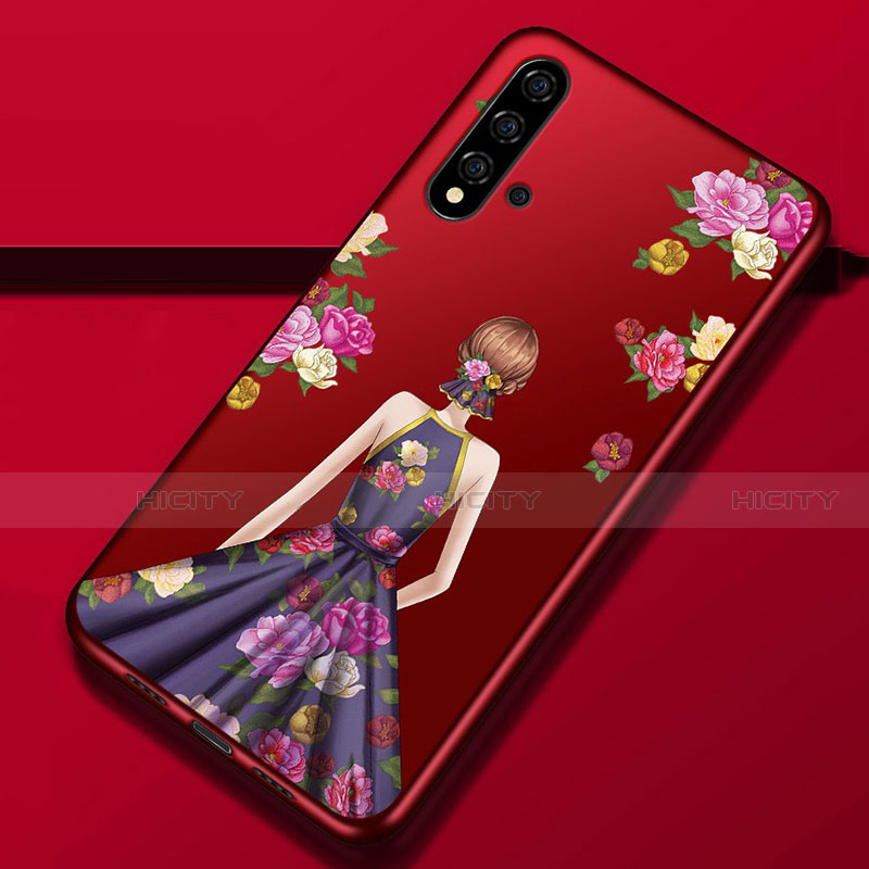 Handyhülle Silikon Hülle Gummi Schutzhülle Flexible Motiv Kleid Mädchen S02 für Huawei Nova 5 groß