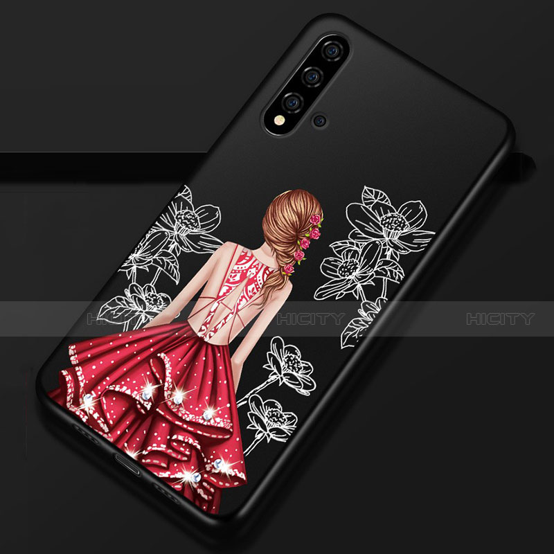 Handyhülle Silikon Hülle Gummi Schutzhülle Flexible Motiv Kleid Mädchen S02 für Huawei Nova 5 Pro groß