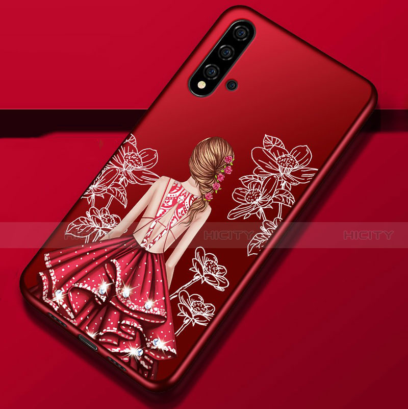 Handyhülle Silikon Hülle Gummi Schutzhülle Flexible Motiv Kleid Mädchen S02 für Huawei Nova 5 Pro Rot Plus