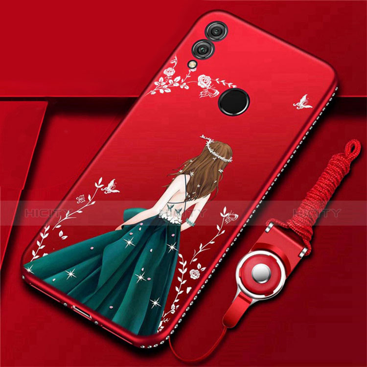 Handyhülle Silikon Hülle Gummi Schutzhülle Motiv Kleid Mädchen für Huawei Honor 10 Lite Fuchsie