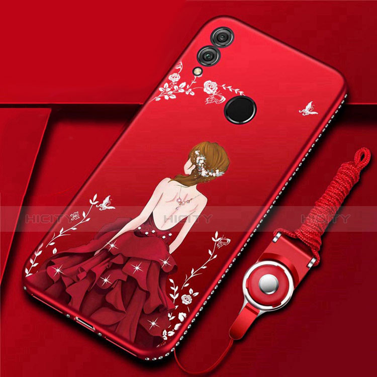 Handyhülle Silikon Hülle Gummi Schutzhülle Motiv Kleid Mädchen für Huawei Honor 10 Lite Rot Plus