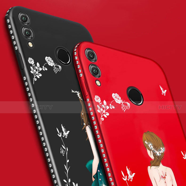 Handyhülle Silikon Hülle Gummi Schutzhülle Motiv Kleid Mädchen für Huawei Honor 8X groß