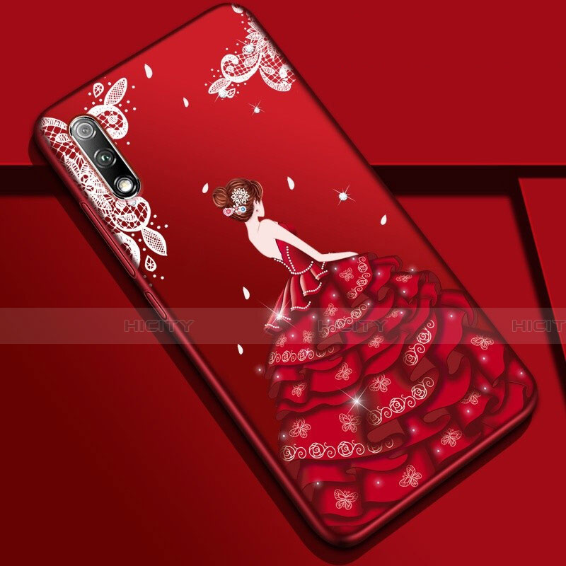 Handyhülle Silikon Hülle Gummi Schutzhülle Motiv Kleid Mädchen für Huawei Honor 9X groß