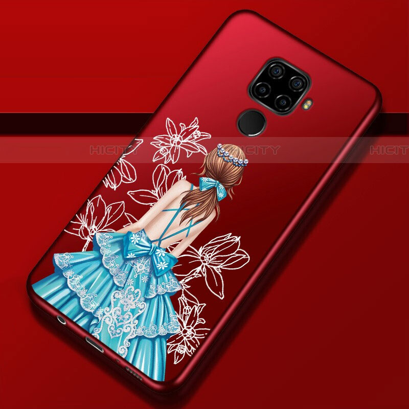 Handyhülle Silikon Hülle Gummi Schutzhülle Motiv Kleid Mädchen für Huawei Mate 30 Lite Blau