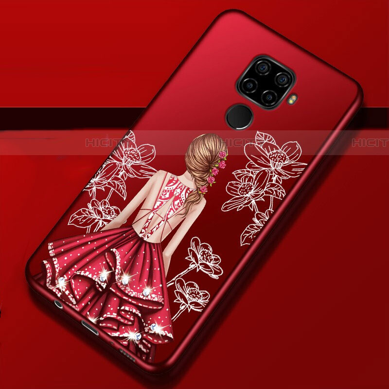 Handyhülle Silikon Hülle Gummi Schutzhülle Motiv Kleid Mädchen für Huawei Mate 30 Lite Rot