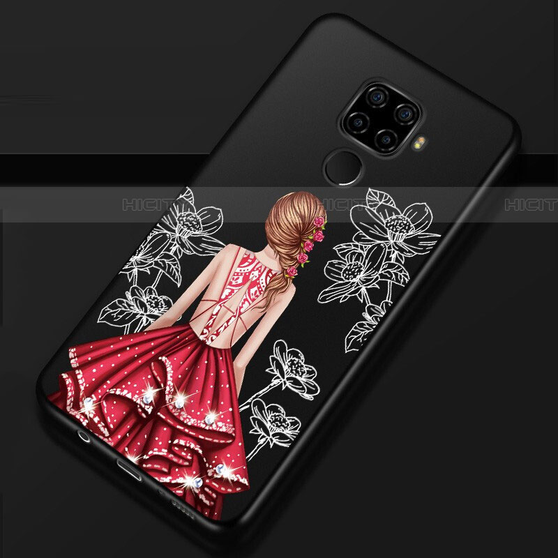 Handyhülle Silikon Hülle Gummi Schutzhülle Motiv Kleid Mädchen für Huawei Mate 30 Lite Rot und Schwarz