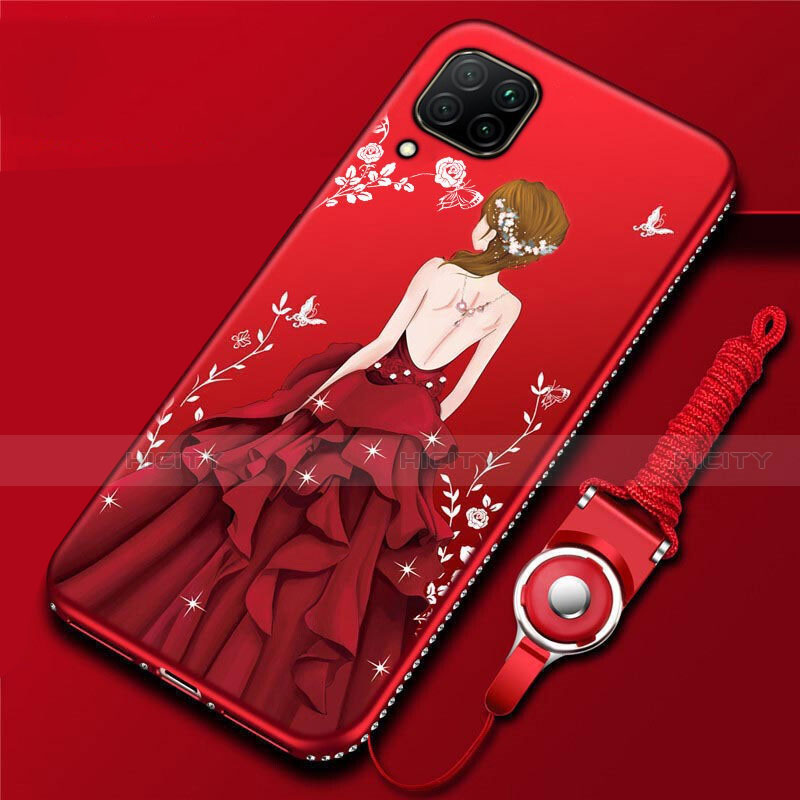 Handyhülle Silikon Hülle Gummi Schutzhülle Motiv Kleid Mädchen für Huawei Nova 6 SE Rot Plus