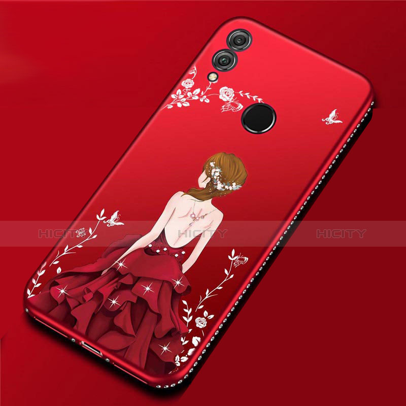 Handyhülle Silikon Hülle Gummi Schutzhülle Motiv Kleid Mädchen für Huawei P Smart (2019) Rot Plus