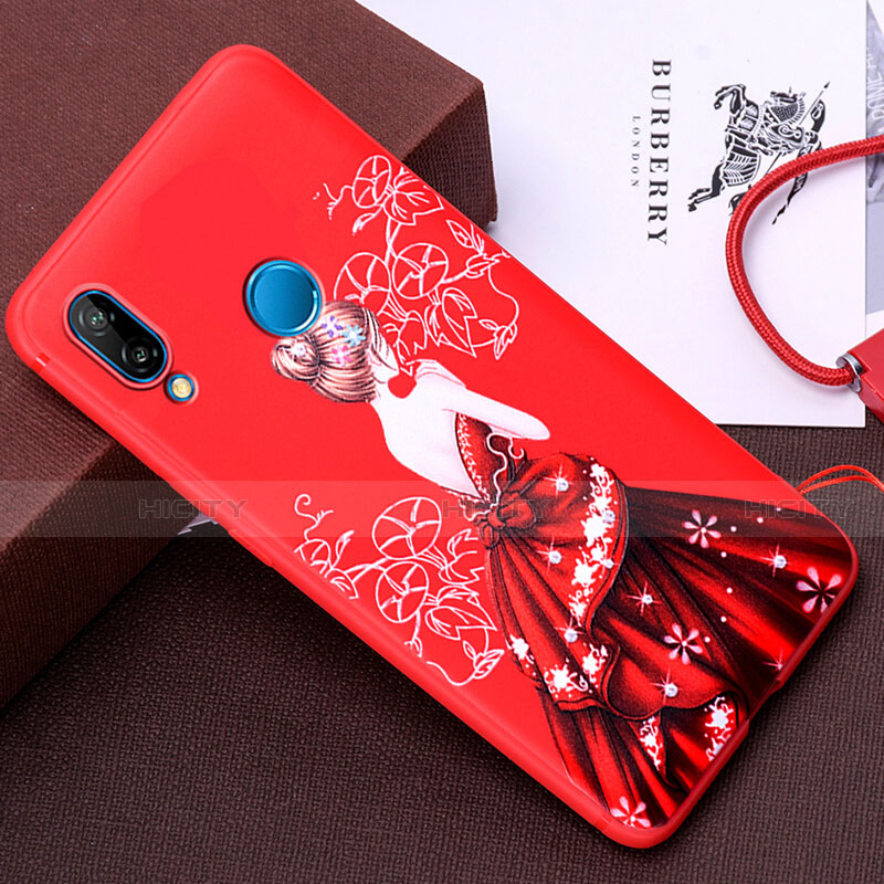 Handyhülle Silikon Hülle Gummi Schutzhülle Motiv Kleid Mädchen für Huawei P20 Lite Rot