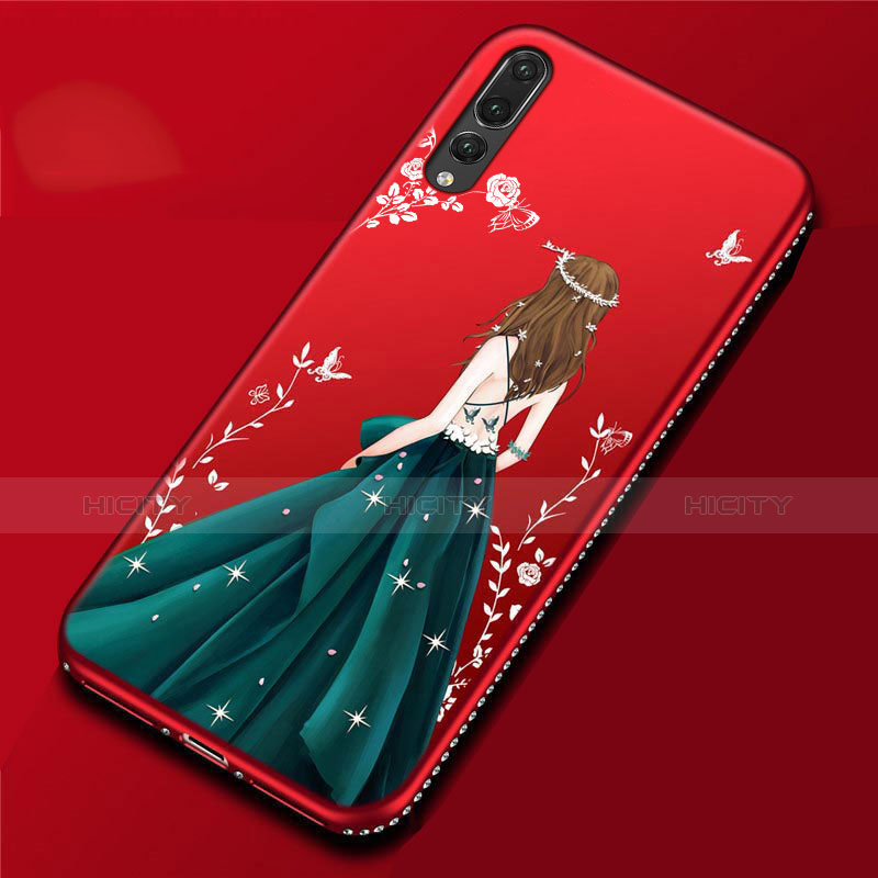 Handyhülle Silikon Hülle Gummi Schutzhülle Motiv Kleid Mädchen für Huawei P20 Pro Cyan Plus