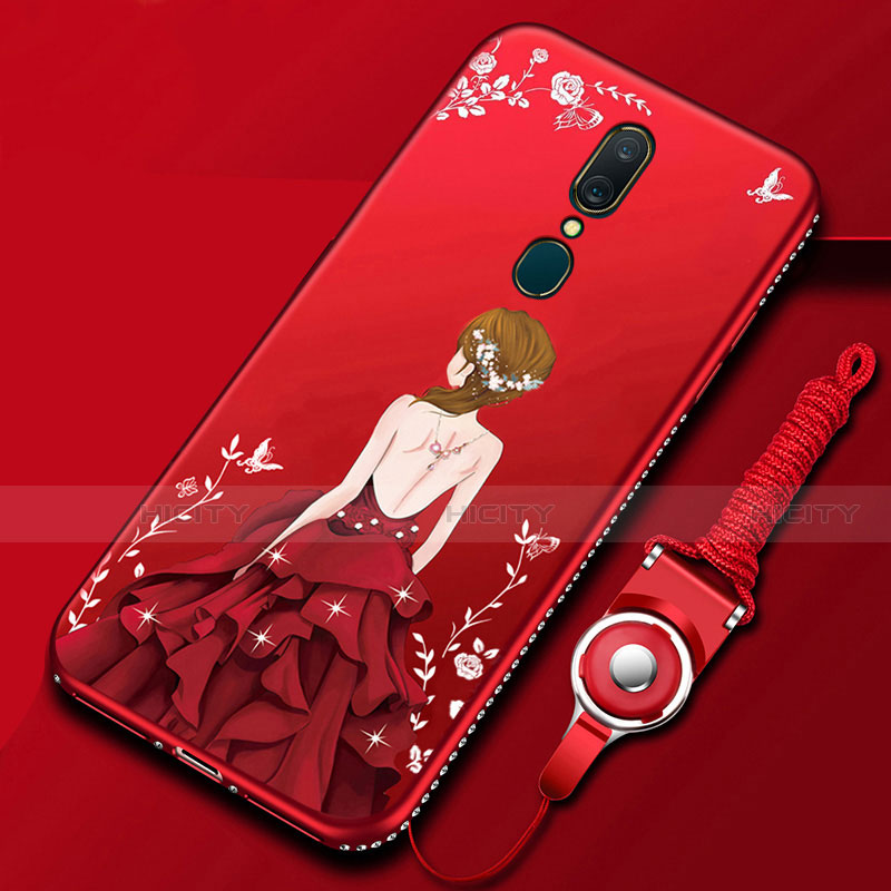 Handyhülle Silikon Hülle Gummi Schutzhülle Motiv Kleid Mädchen für Oppo A9X Rot