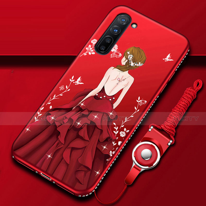 Handyhülle Silikon Hülle Gummi Schutzhülle Motiv Kleid Mädchen für Oppo F15 groß