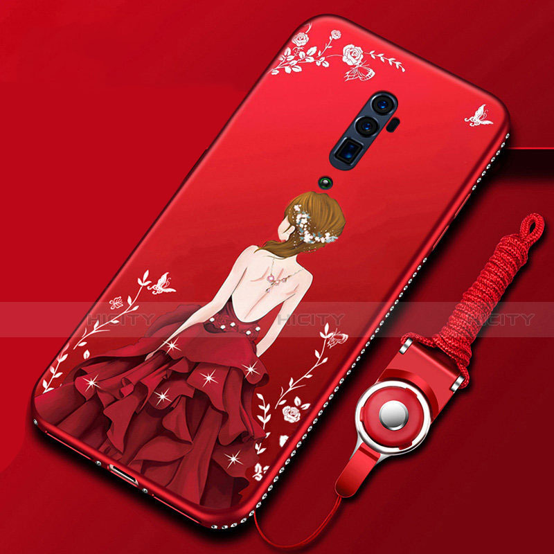 Handyhülle Silikon Hülle Gummi Schutzhülle Motiv Kleid Mädchen für Oppo Reno 10X Zoom Rot Plus