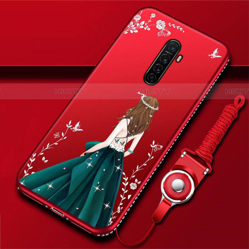 Handyhülle Silikon Hülle Gummi Schutzhülle Motiv Kleid Mädchen für Oppo Reno Ace groß