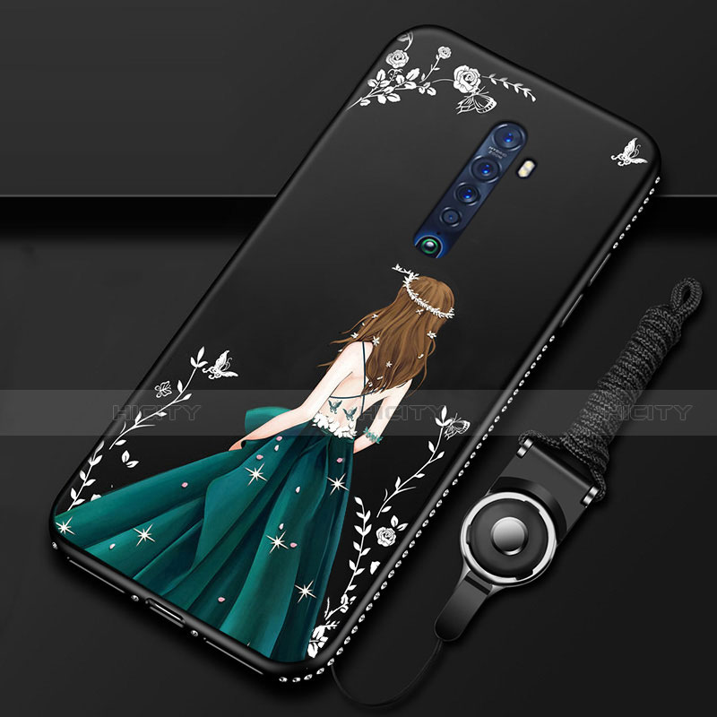 Handyhülle Silikon Hülle Gummi Schutzhülle Motiv Kleid Mädchen für Oppo Reno2 groß