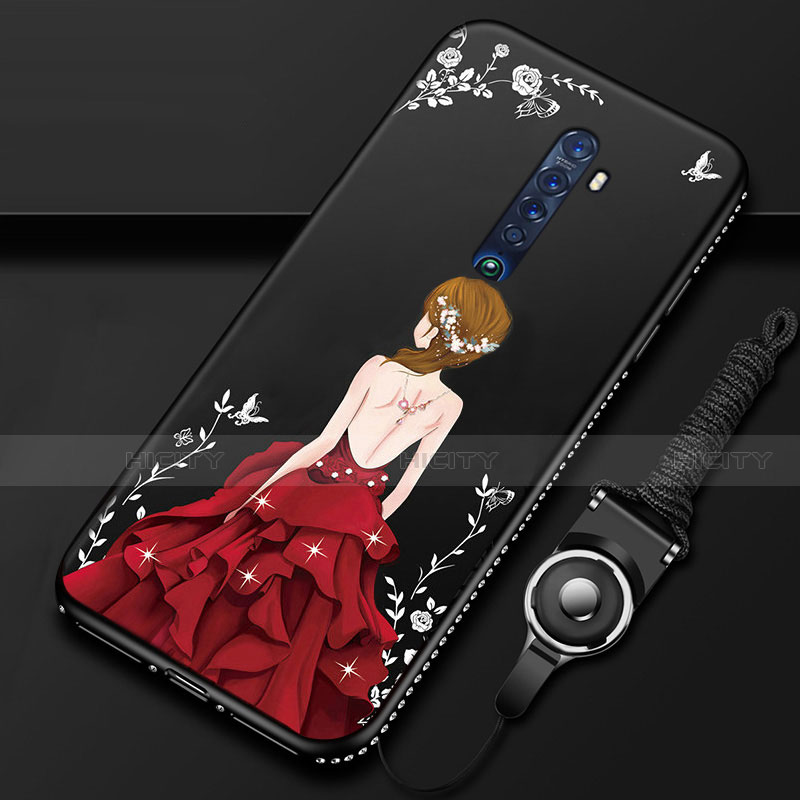 Handyhülle Silikon Hülle Gummi Schutzhülle Motiv Kleid Mädchen für Oppo Reno2 groß