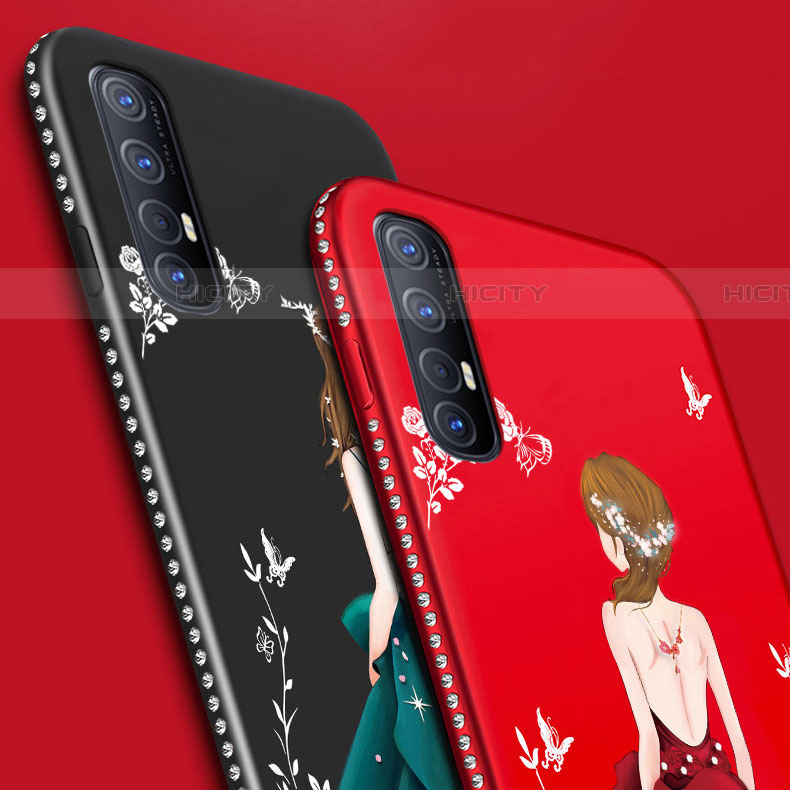 Handyhülle Silikon Hülle Gummi Schutzhülle Motiv Kleid Mädchen für Oppo Reno3 Pro groß