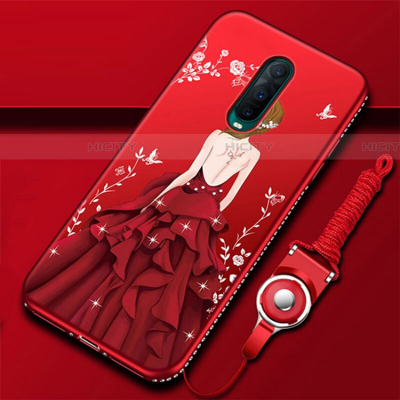 Handyhülle Silikon Hülle Gummi Schutzhülle Motiv Kleid Mädchen für Oppo RX17 Pro Rot