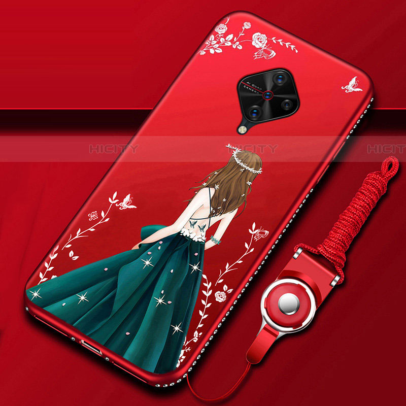 Handyhülle Silikon Hülle Gummi Schutzhülle Motiv Kleid Mädchen für Vivo S1 Pro