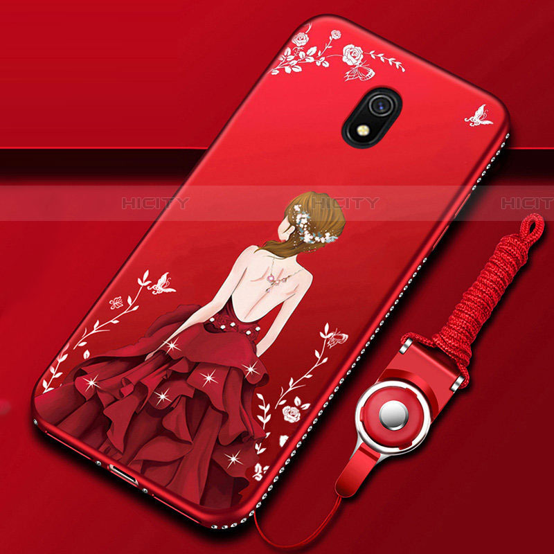 Handyhülle Silikon Hülle Gummi Schutzhülle Motiv Kleid Mädchen für Xiaomi Redmi 8A Rot