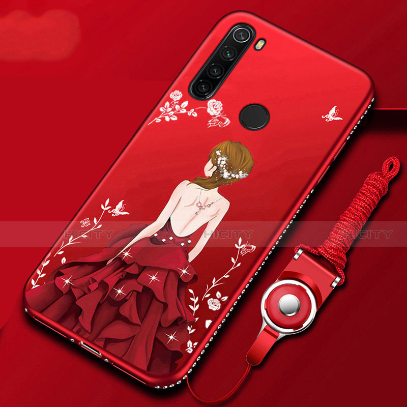 Handyhülle Silikon Hülle Gummi Schutzhülle Motiv Kleid Mädchen für Xiaomi Redmi Note 8 (2021) Rot