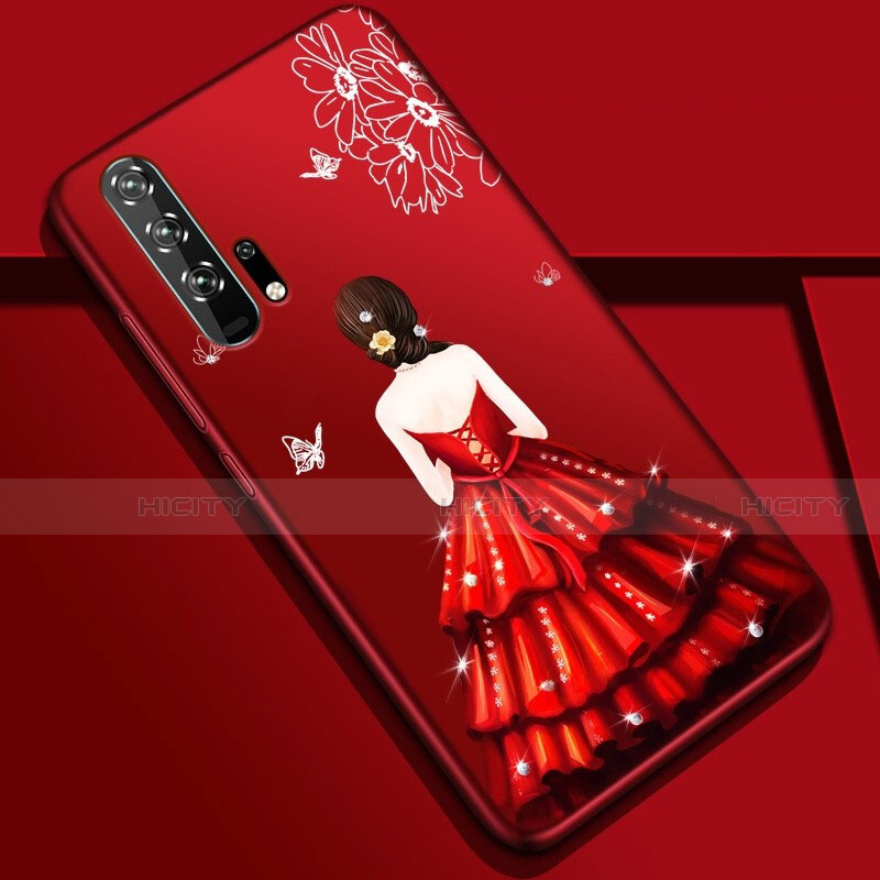 Handyhülle Silikon Hülle Gummi Schutzhülle Motiv Kleid Mädchen K01 für Huawei Honor 20 Pro Bunt