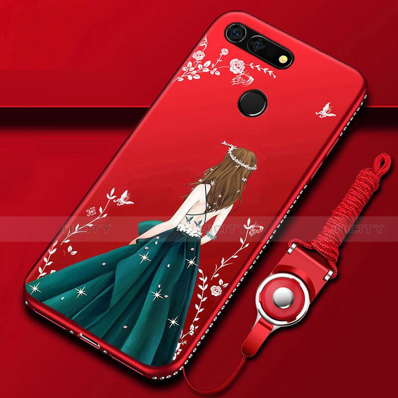 Handyhülle Silikon Hülle Gummi Schutzhülle Motiv Kleid Mädchen K01 für Huawei Honor V20 groß