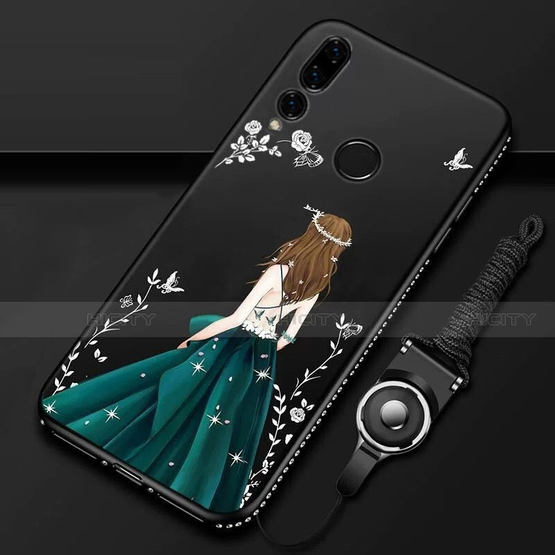 Handyhülle Silikon Hülle Gummi Schutzhülle Motiv Kleid Mädchen K01 für Huawei P Smart+ Plus (2019) groß