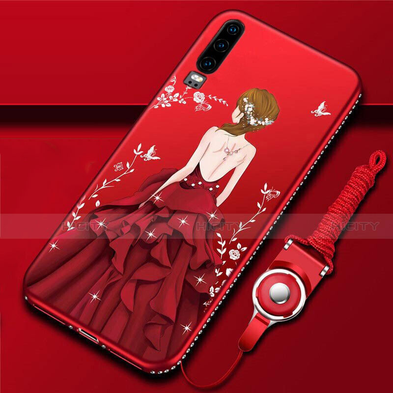 Handyhülle Silikon Hülle Gummi Schutzhülle Motiv Kleid Mädchen K01 für Huawei P30