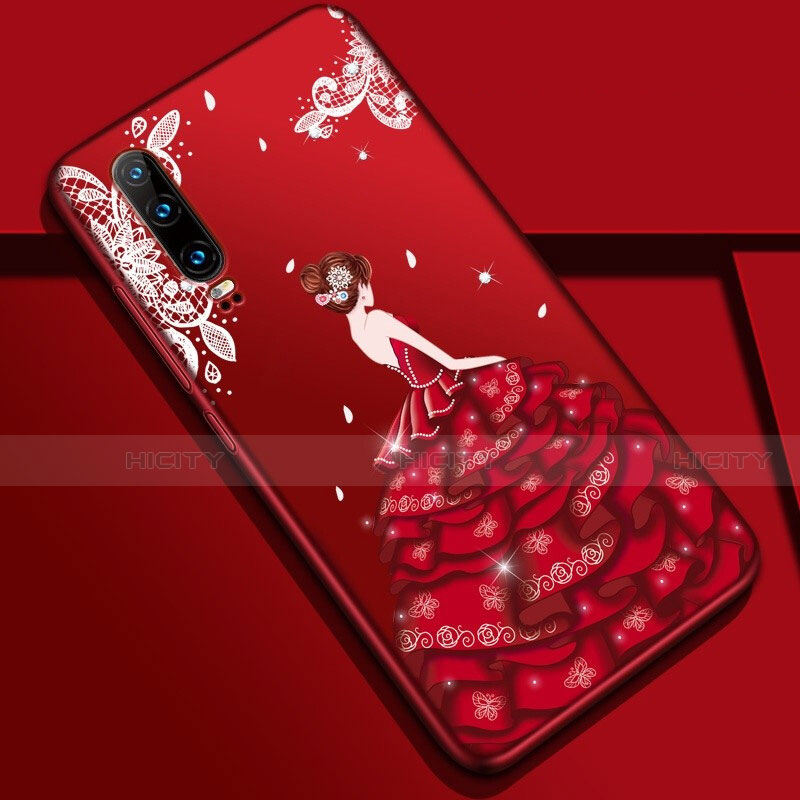 Handyhülle Silikon Hülle Gummi Schutzhülle Motiv Kleid Mädchen K02 für Huawei P30 Bunt Plus