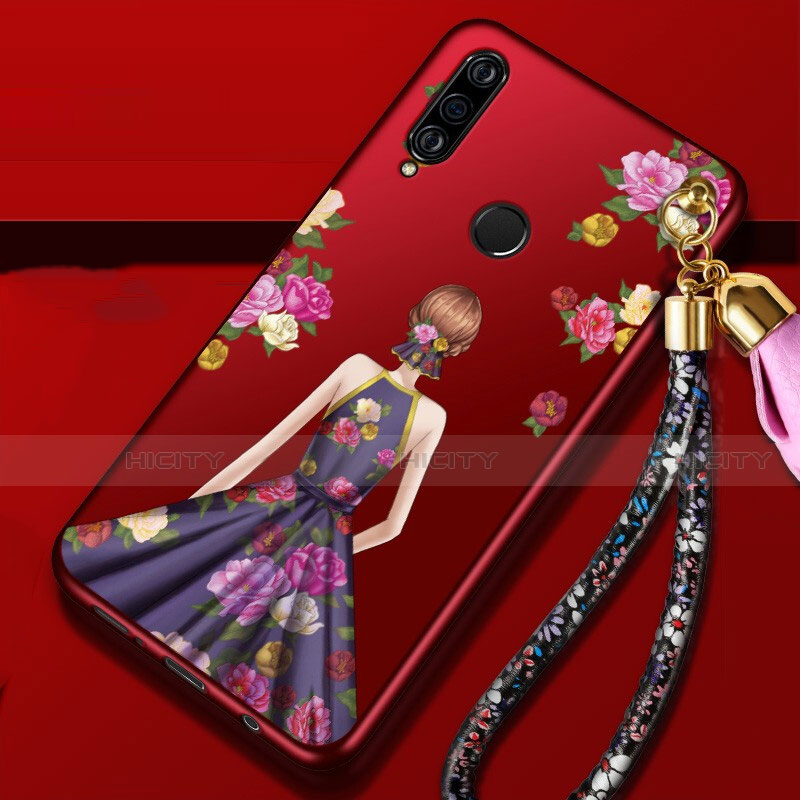 Handyhülle Silikon Hülle Gummi Schutzhülle Motiv Kleid Mädchen K02 für Huawei P30 Lite New Edition Violett Plus