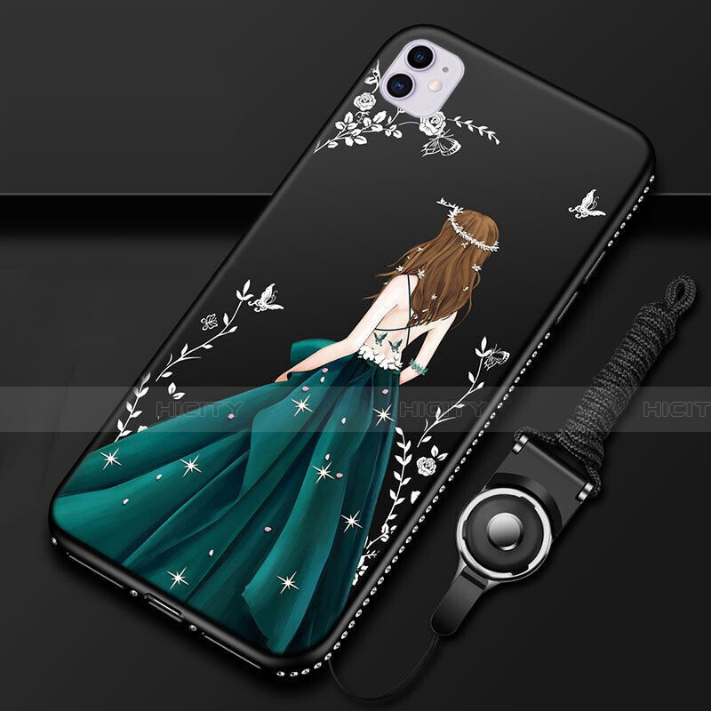 Handyhülle Silikon Hülle Gummi Schutzhülle Motiv Kleid Mädchen M01 für Apple iPhone 11 Grün Plus