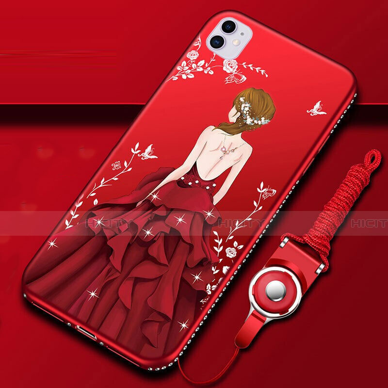 Handyhülle Silikon Hülle Gummi Schutzhülle Motiv Kleid Mädchen M01 für Apple iPhone 11 Rot Plus