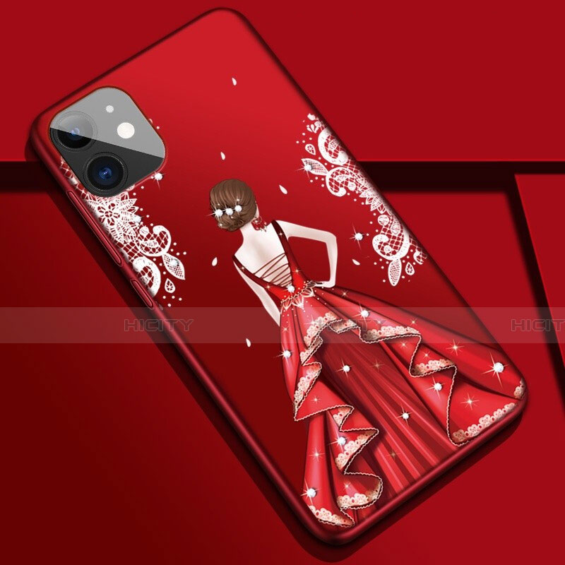 Handyhülle Silikon Hülle Gummi Schutzhülle Motiv Kleid Mädchen M02 für Apple iPhone 11 groß