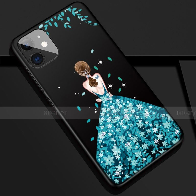 Handyhülle Silikon Hülle Gummi Schutzhülle Motiv Kleid Mädchen M02 für Apple iPhone 11 Blau Plus