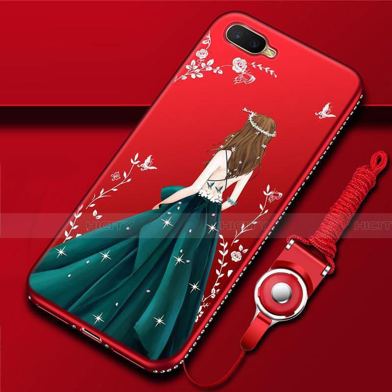 Handyhülle Silikon Hülle Gummi Schutzhülle Motiv Kleid Mädchen M02 für Oppo K1 Grün