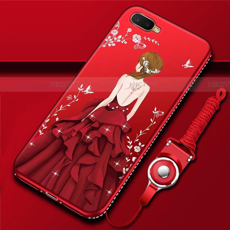 Handyhülle Silikon Hülle Gummi Schutzhülle Motiv Kleid Mädchen M02 für Oppo RX17 Neo Rot Plus