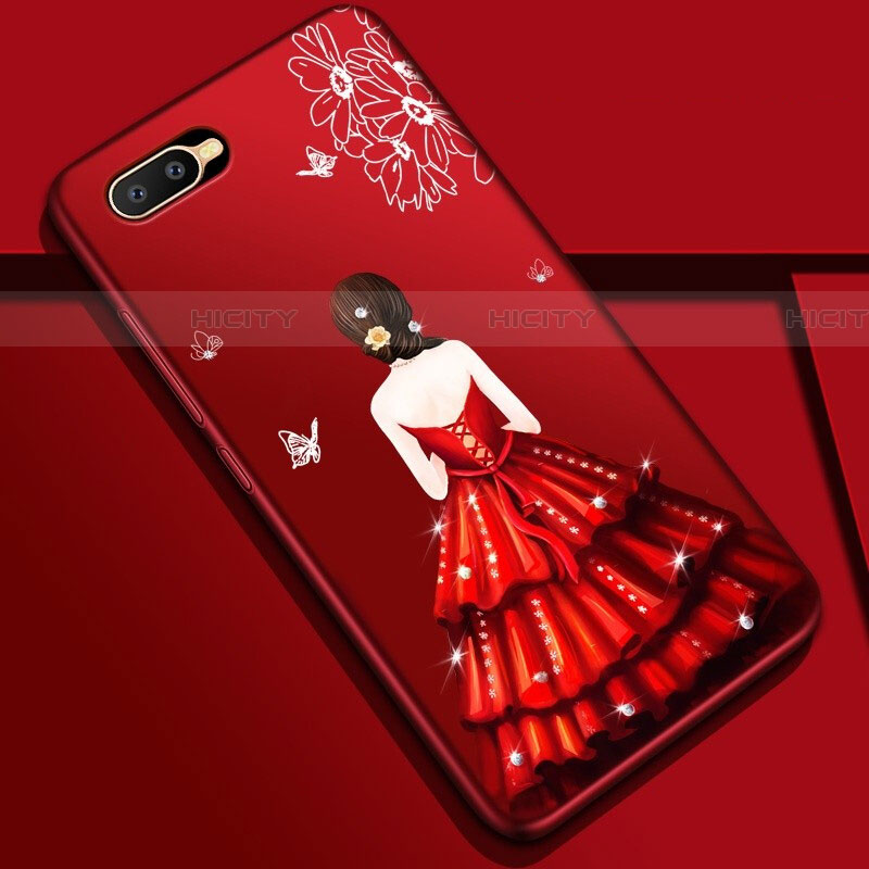 Handyhülle Silikon Hülle Gummi Schutzhülle Motiv Kleid Mädchen M04 für Oppo RX17 Neo Rot Plus