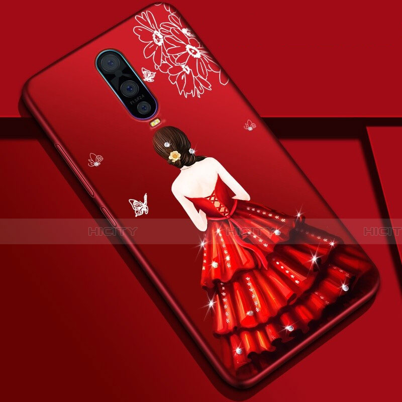 Handyhülle Silikon Hülle Gummi Schutzhülle Motiv Kleid Mädchen S01 für Oppo R17 Pro groß