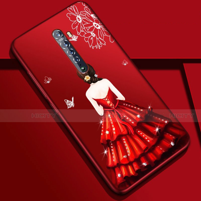 Handyhülle Silikon Hülle Gummi Schutzhülle Motiv Kleid Mädchen S01 für Oppo Reno2 groß