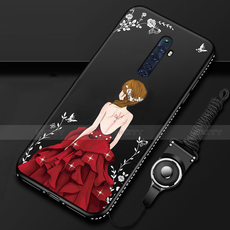 Handyhülle Silikon Hülle Gummi Schutzhülle Motiv Kleid Mädchen S01 für Oppo Reno2 Z