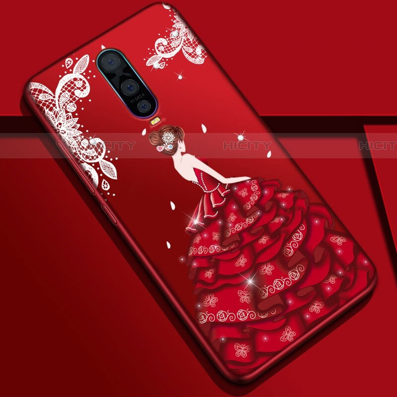 Handyhülle Silikon Hülle Gummi Schutzhülle Motiv Kleid Mädchen S01 für Oppo RX17 Pro Rot